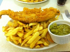 Grub made in heaven: fish 'n' chips and mushy peas