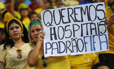 "Listen FIFA - we want hospitals here in Brazil..."