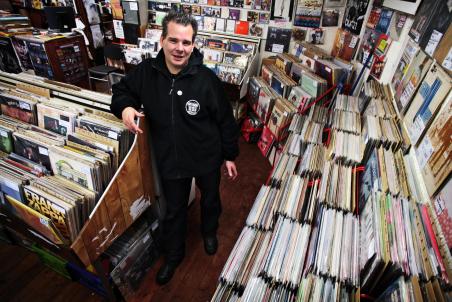 Tom Butchart, proud owner of Sound It Out Records in Stockton